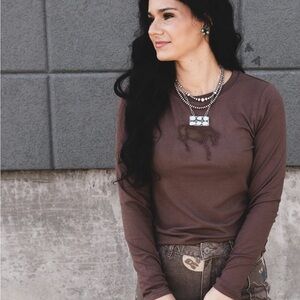 Brown Long Sleeve Women's Top